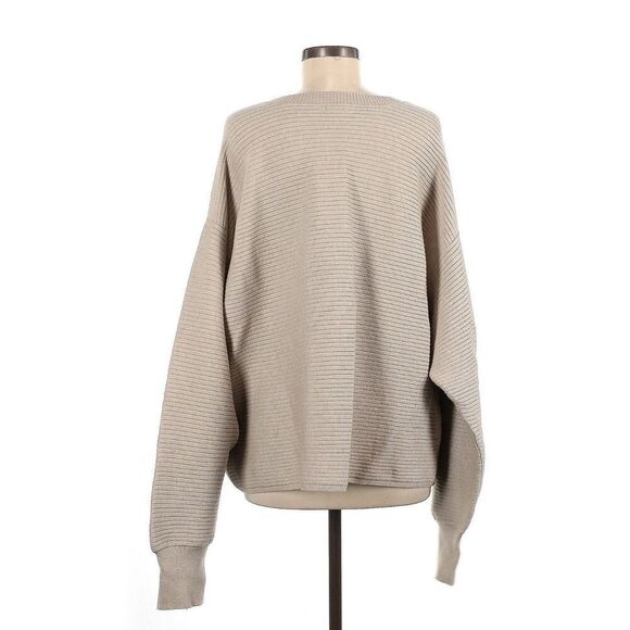 Good American Women's Sz 7 XXXL Oversized Ribbed Cropped Sweater In Oatmeal - Picture 2 of 5